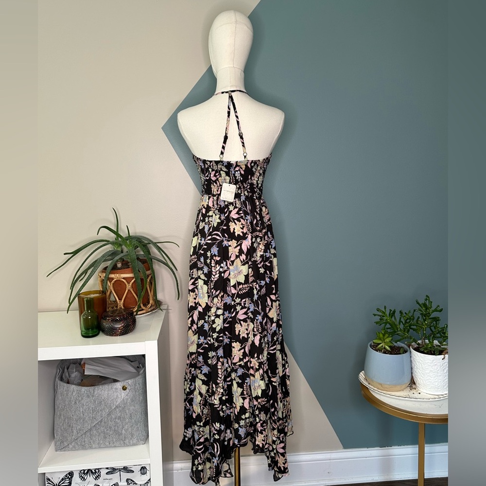Free People Intimately Midnight Combo Floral Maxi Dress Black Pink Boho NWT XS - Picture 5 of 15
